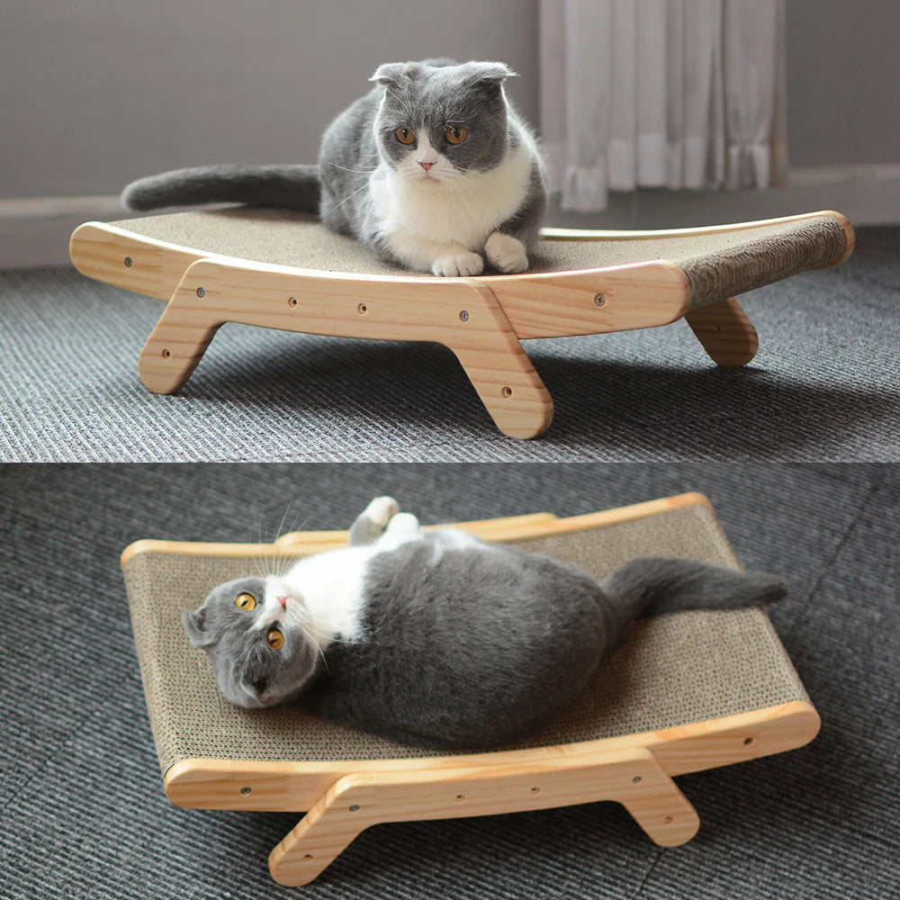 3-in-1 Wooden Cat Scratcher & Bed