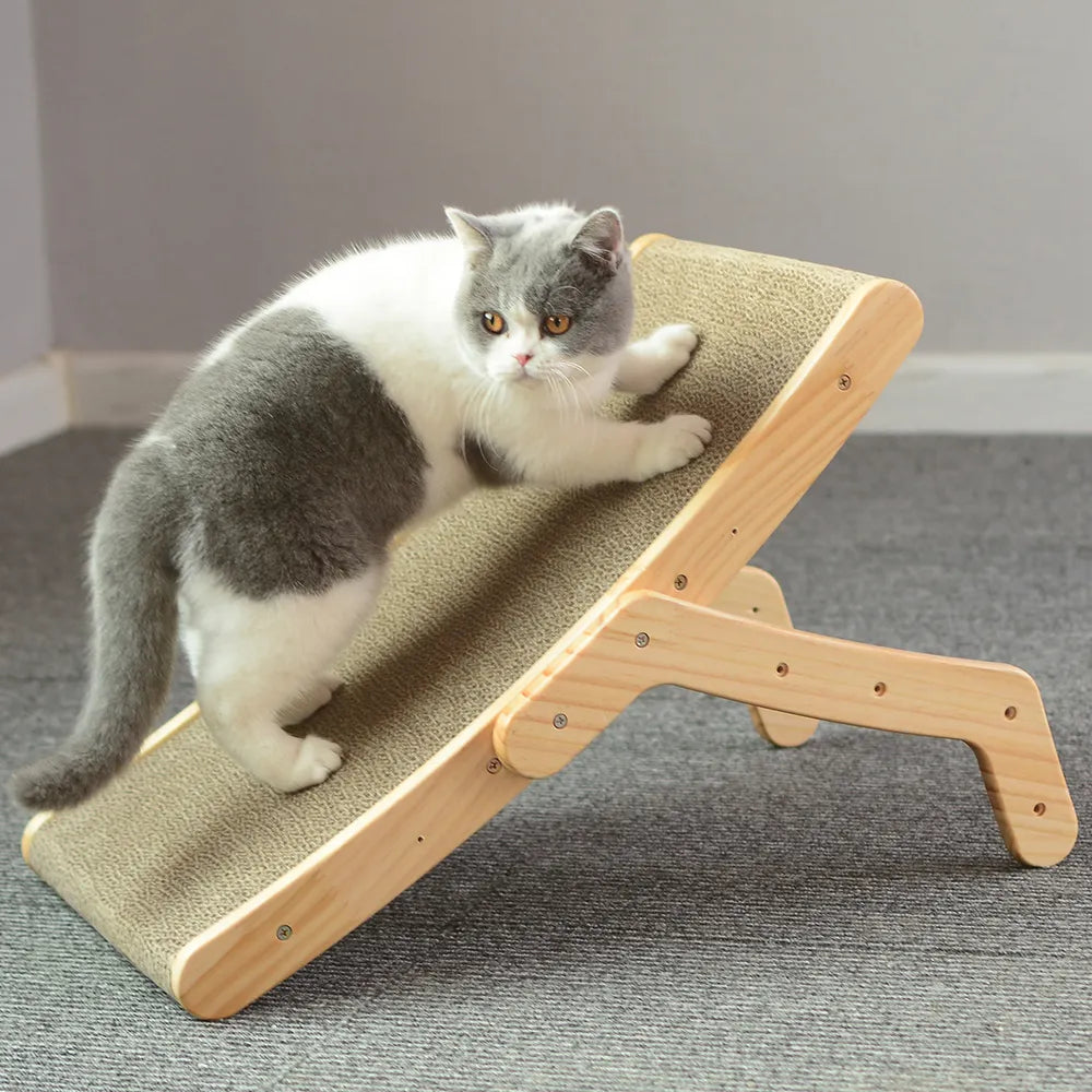 3-in-1 Wooden Cat Scratcher & Bed