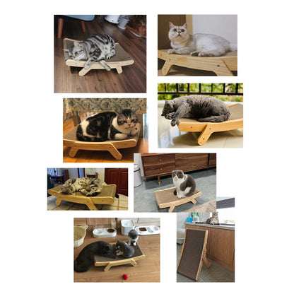 3-in-1 Wooden Cat Scratcher & Bed